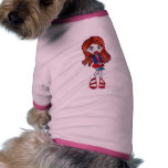 Red Haired Fashionista Girl Dog T Shirt
