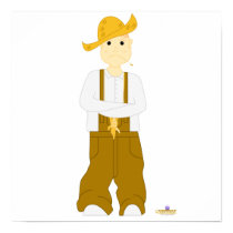 Red Haired Frowning Farmie Brown Pants posters