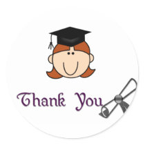 Red Haired Girl Graduation Thank You Stickers by mrssocolov2 Red Haired Girl Graduation Thank You Stickers