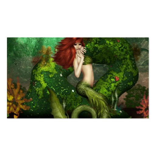 Red Haired Mermaid Business Cards (back side)