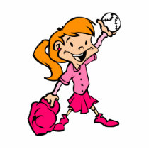 red haired pink baseball girl cut out