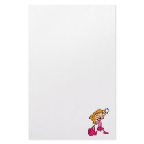 red haired pink baseball girl stationery