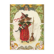 Red Halloween Witch postcard