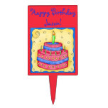 Red Happy Birthday Cake Topper