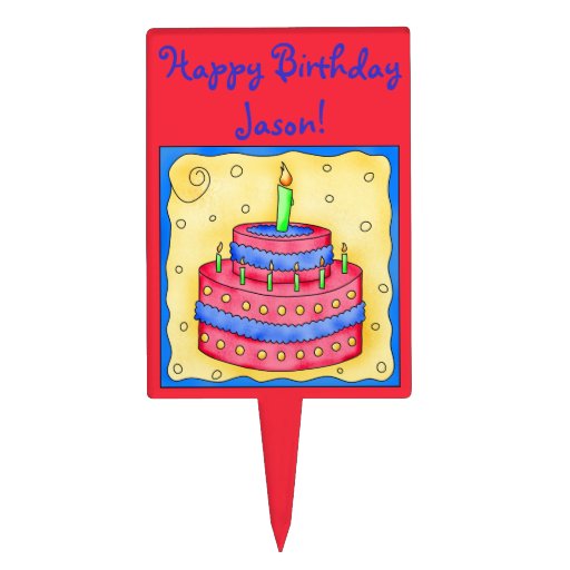Red Happy Birthday Cake Topper Zazzle
