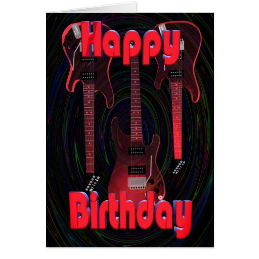 Red Happy Birthday Guitars by Valxart Card Zazzle
