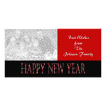 red happy new year personalized photo card
