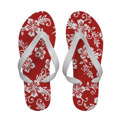 Red Hawaiian Print Sandals | Zazzle
