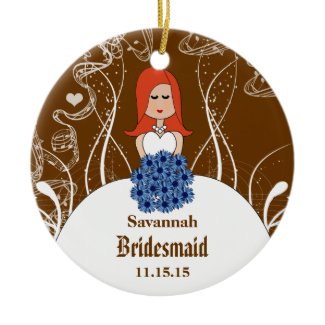 Red Head Wedding Gown Bridesmaid choose colors ornament
