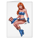 Red Headed American Girl in American Flag costume Greeting Cards
