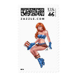 Red Headed American Girl in American Flag costume Postage Stamp
