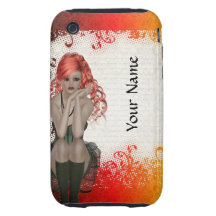 Red headed goth girl tough iPhone 3 case