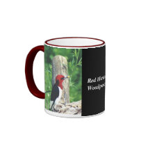 Red Headed Woodpecker Coffee Cup mugs by Russ45 Red Headed Woodpecker Coffee Cup mugs
