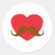 red heart and mustache stickers