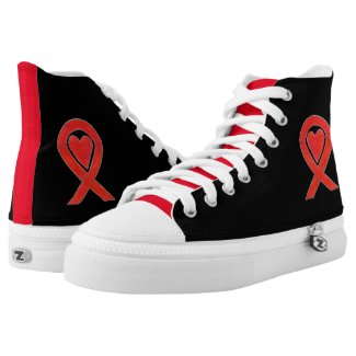 Red Heart Awareness Ribbon Custom Design Shoes Printed Shoes