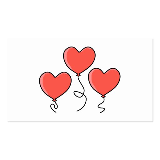 Red Heart Balloons. Business Card Templates (front side)