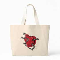 Red Heart Barbed Wire Love Hearts Tote Bag