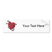 Red Heart Barbed Wire Love Hearts Bumper Sticker