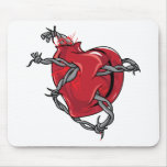 Red Heart Barbed Wire Love Hearts Mousepads