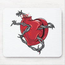 Red Heart Barbed Wire Love Hearts Mousepads