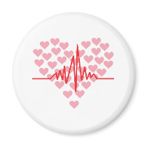 red heart beat retro refrigerator magnets