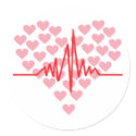 red heart beat retro sticker