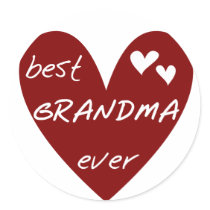 Red Heart Best Grandma Ever T-shirts and Gifts Round Stickers