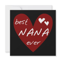 Red Heart Best Nana Ever T-shirts and Gifts Invitation