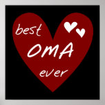 Red Heart Best Oma Ever T-shirts and Gifts posters