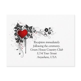 Red Heart Black Swirls RSVP postcard