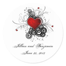 Red Heart Black Swirls Sticker by dmboyce Red Heart Black Swirls Sticker