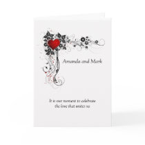 Red Heart Black Swirls Wedding Invitation cards by dmboyce Red Heart Black Swirls Wedding Invitation cards