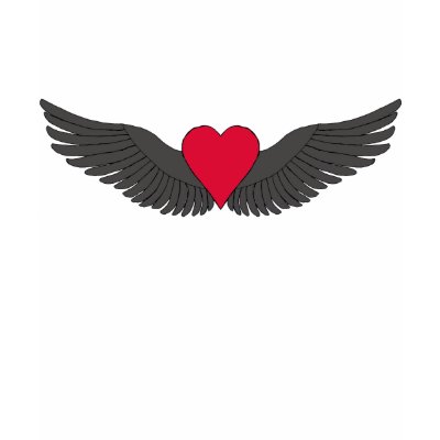 Red Heart Black Wings T Shirts by SimplyUnique