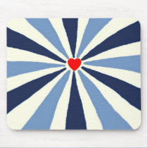 Red heart blue ray design mousepads