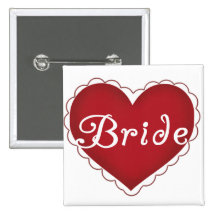 Red Heart Bride T-shirts and Gifts Pin
