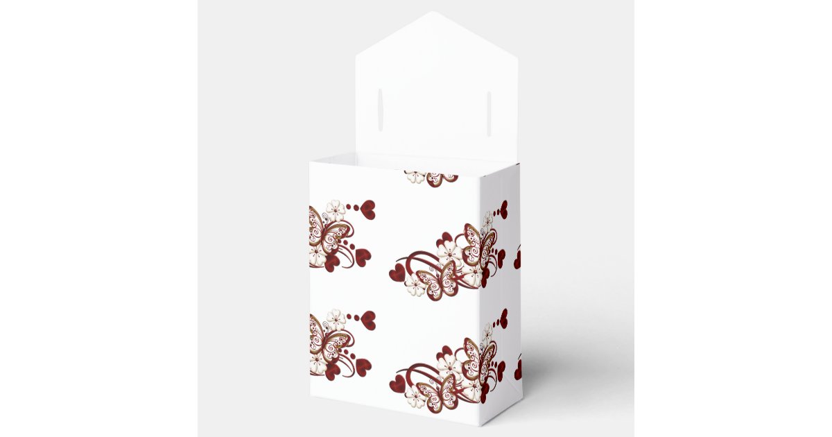 Red heart butterflies pattern favor box Red Heart Butterflies Pattern Favor Box | Zazzle