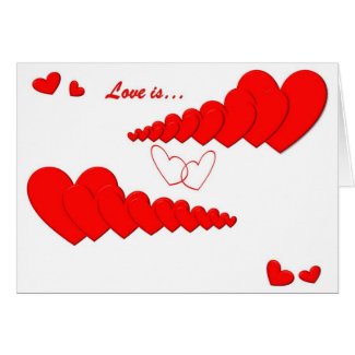 Red Heart Chain LOVE IS... Valentine's Day Card