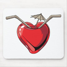 Red Heart Cocktail Drink Love Hearts Mousepads