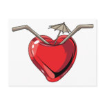 Red Heart Cocktail Drink Love Hearts Postcards