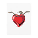Red Heart Cocktail Drink Love Hearts Postcard