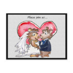 Red Heart Cute Wedding Save the Date Cards postcard