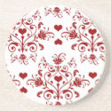 red heart damask on white valentine love