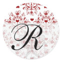 red heart damask on white valentine love