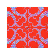 Red Heart Fractal Pattern Gallery Wrapped Canvas