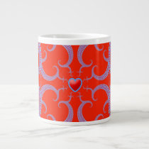 Red Heart Fractal Pattern Jumbo Mug