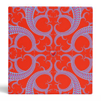 Red Heart Fractal Pattern Print Binders