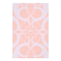 Red Heart Fractal Pattern Stationery