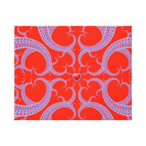 Red Heart Fractal Pattern Stretched Canvas Prints