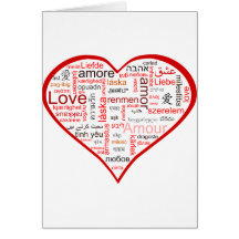 Red Heart full of Love in many languages Card