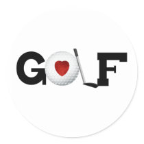 Red Heart Golf Round Sticker